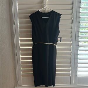 NWT Ellen Tracy black lined polyester dress.  Size 14.